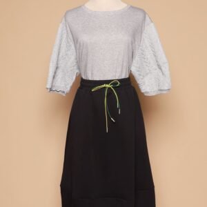 PO - Yuan Embossed Sleeves Top in Grey