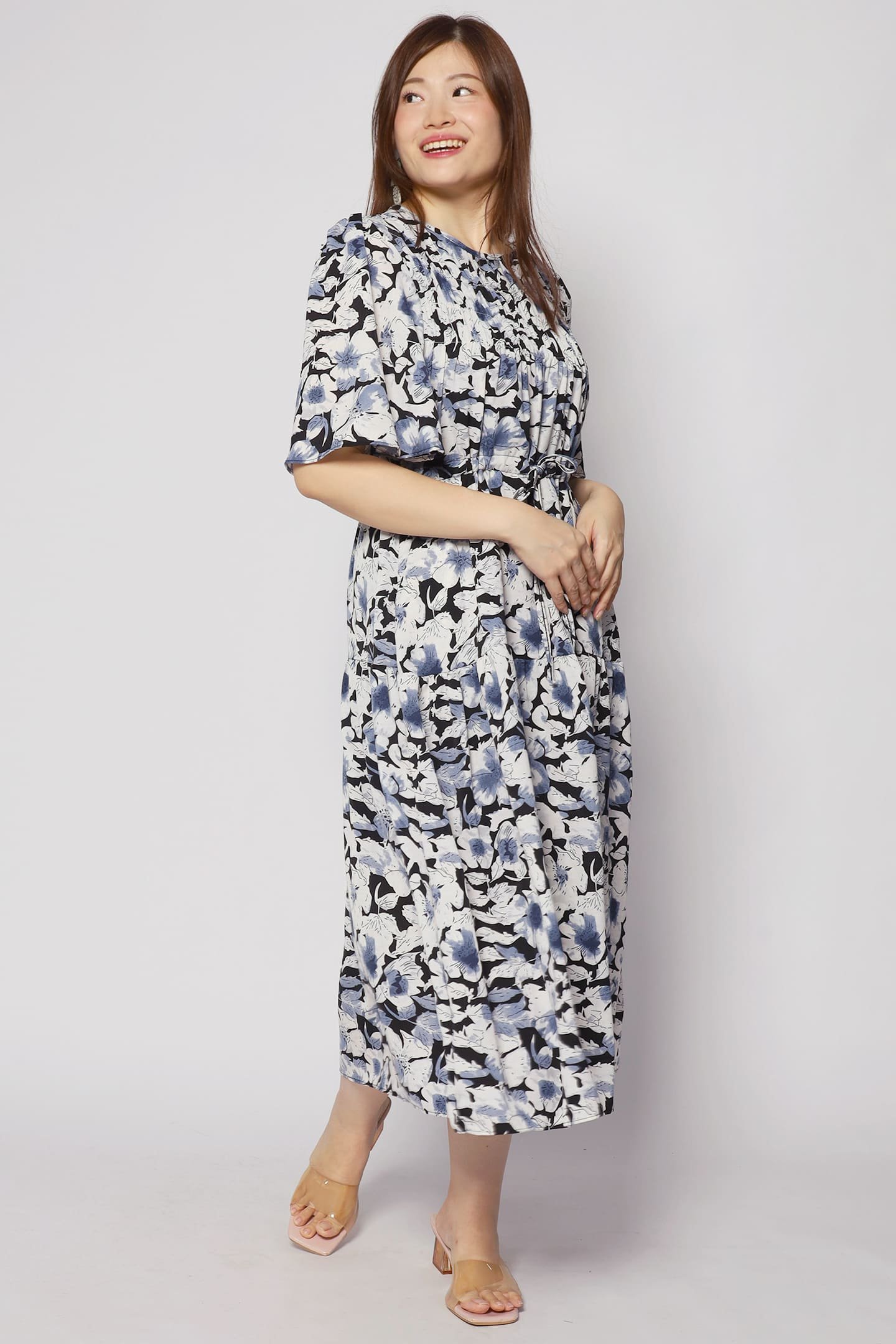 Astha Dress in Blue Floral - Image 3