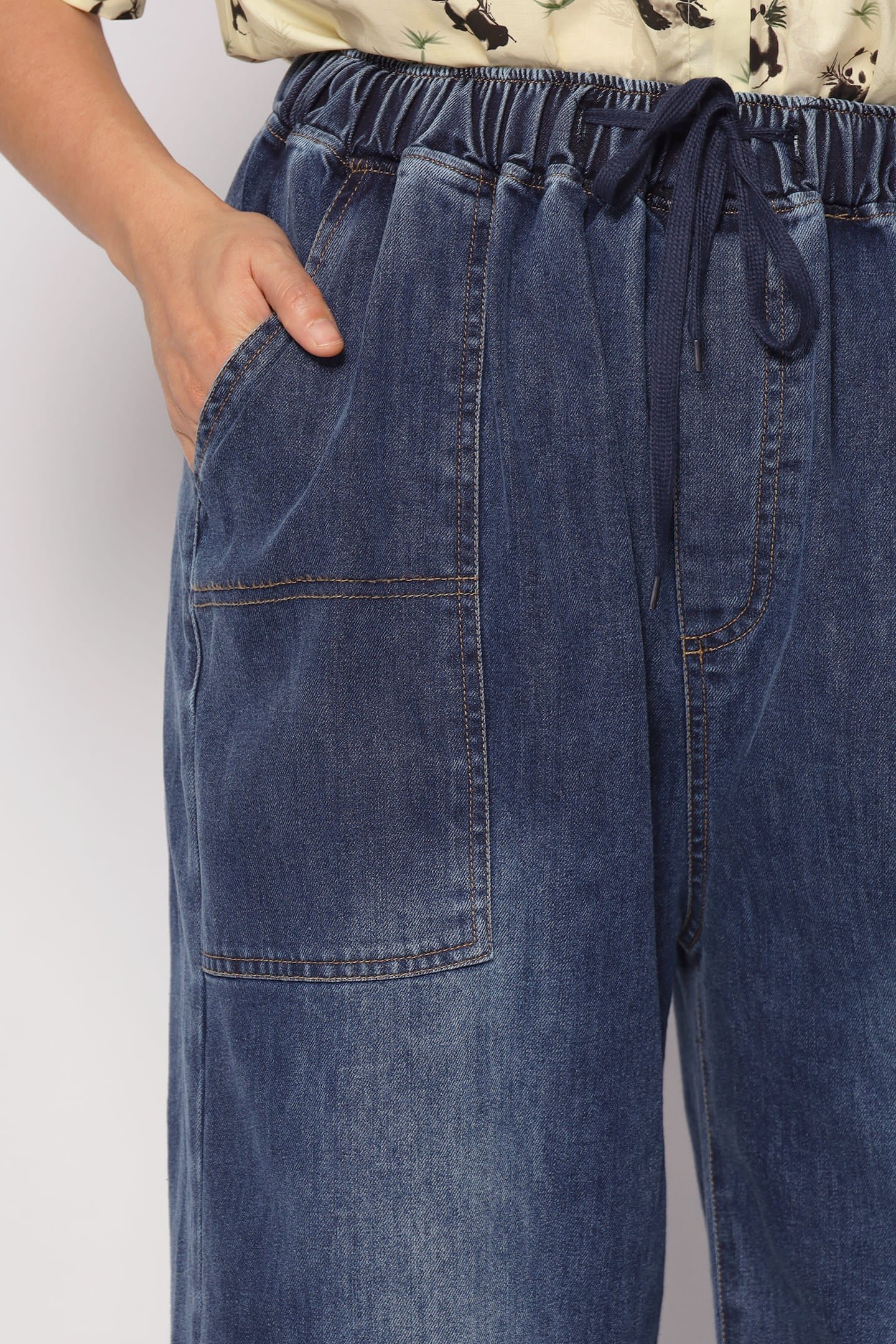 Onyx Denim Drawstring Pants - Image 7