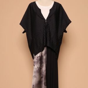 PO - Ryanne Zipper Jacket in Black Stripes